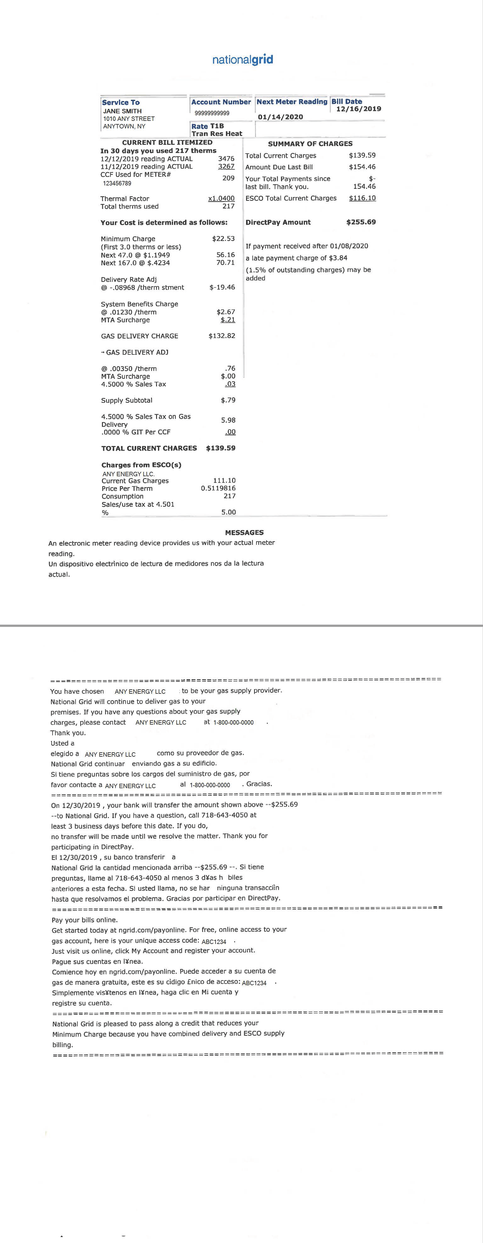 Understanding Our Bills and Charges National Grid