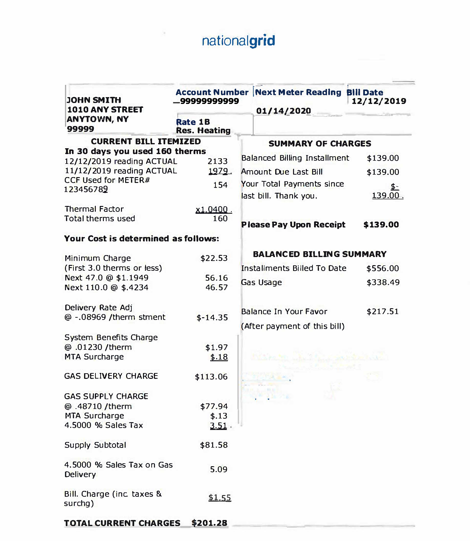 Budget Bill National Grid