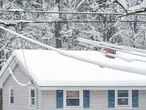 Snow buildup on electric wires