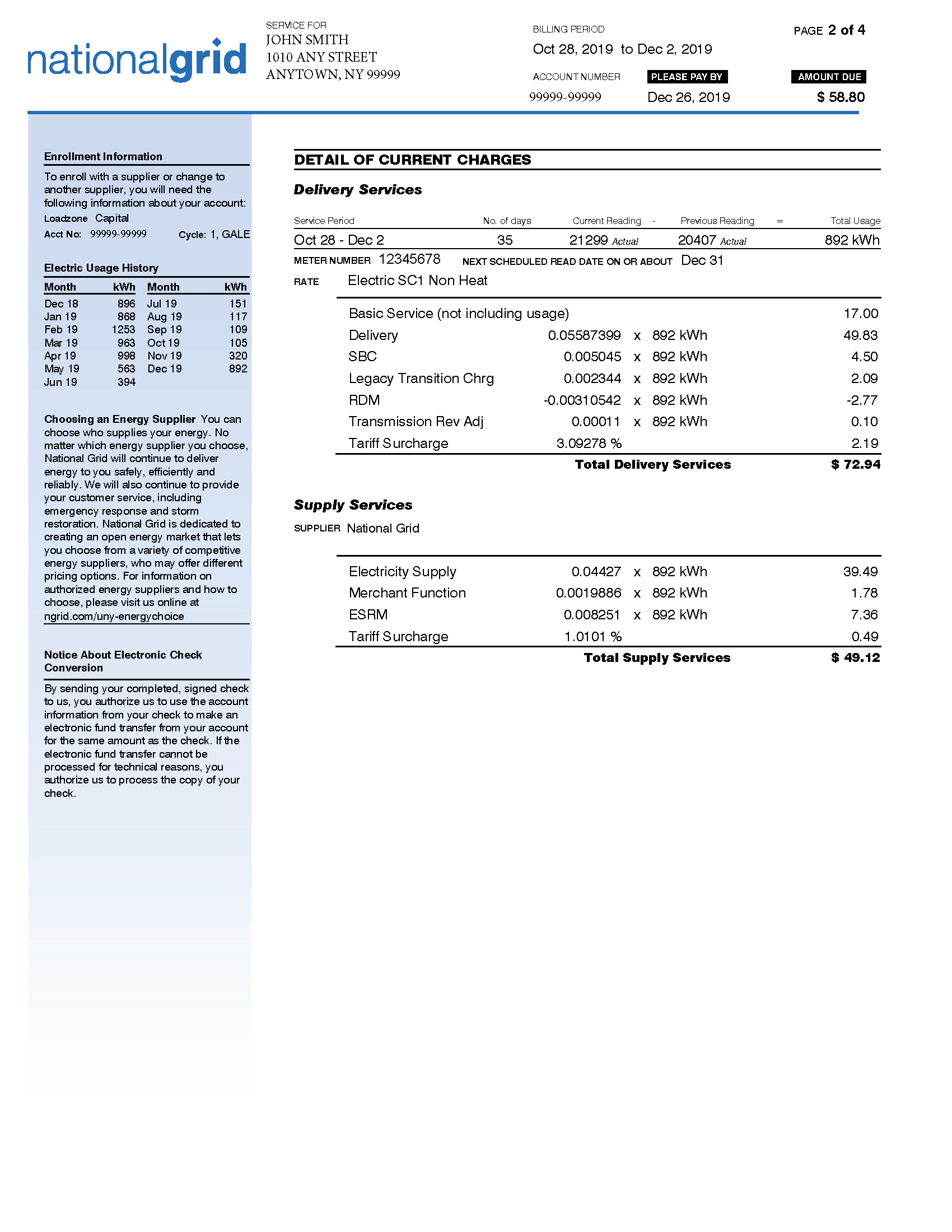 Budget Bill Electric National Grid
