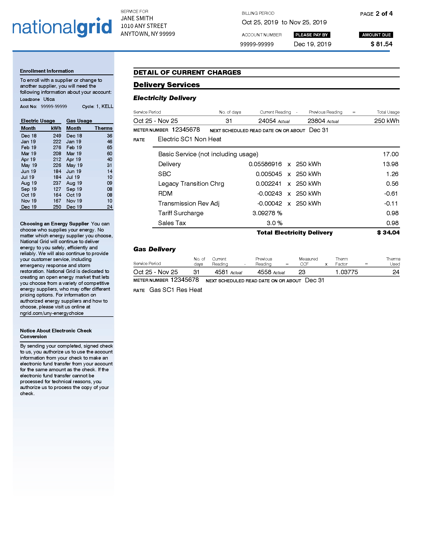 Basic Bill Electric National Grid