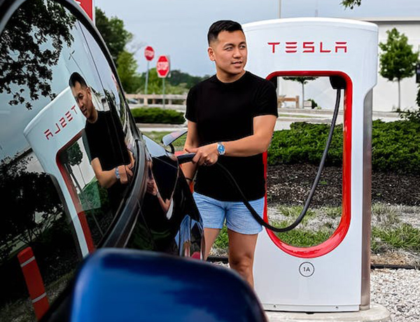 Photo of EV charging at charge station