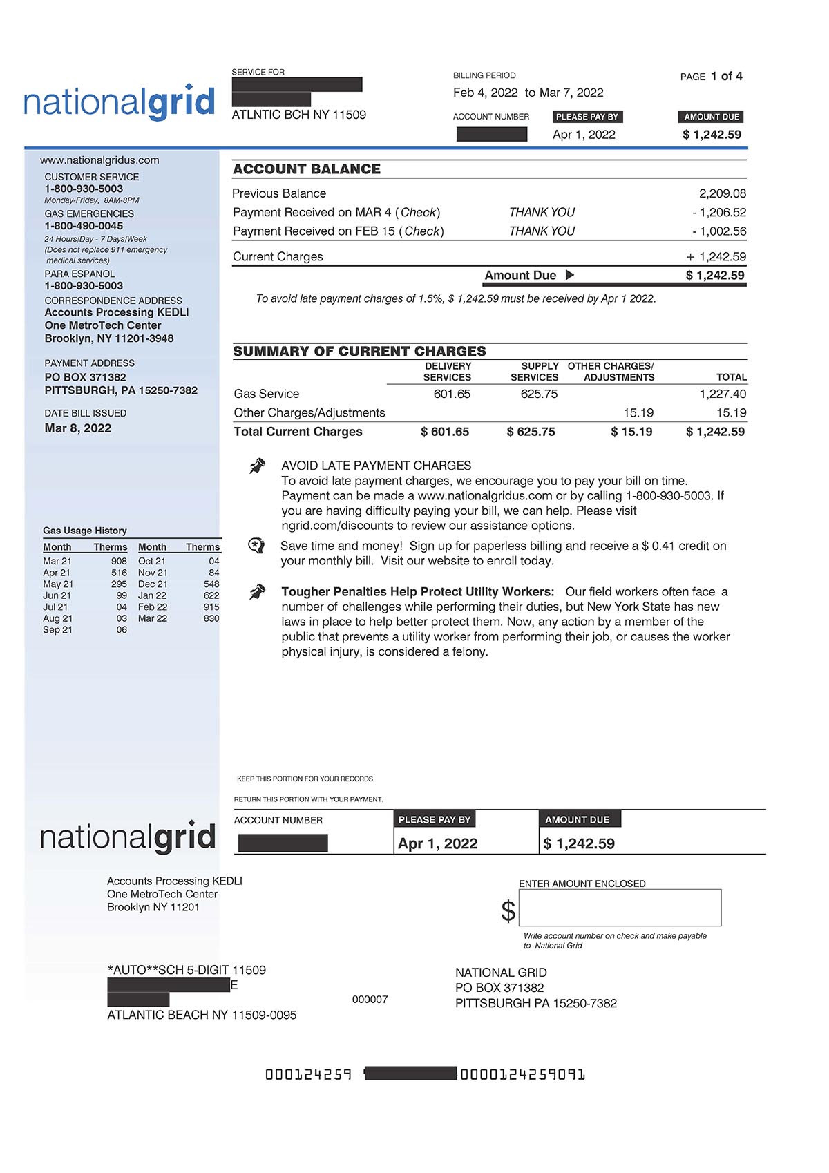 Sample Bill - Page 1