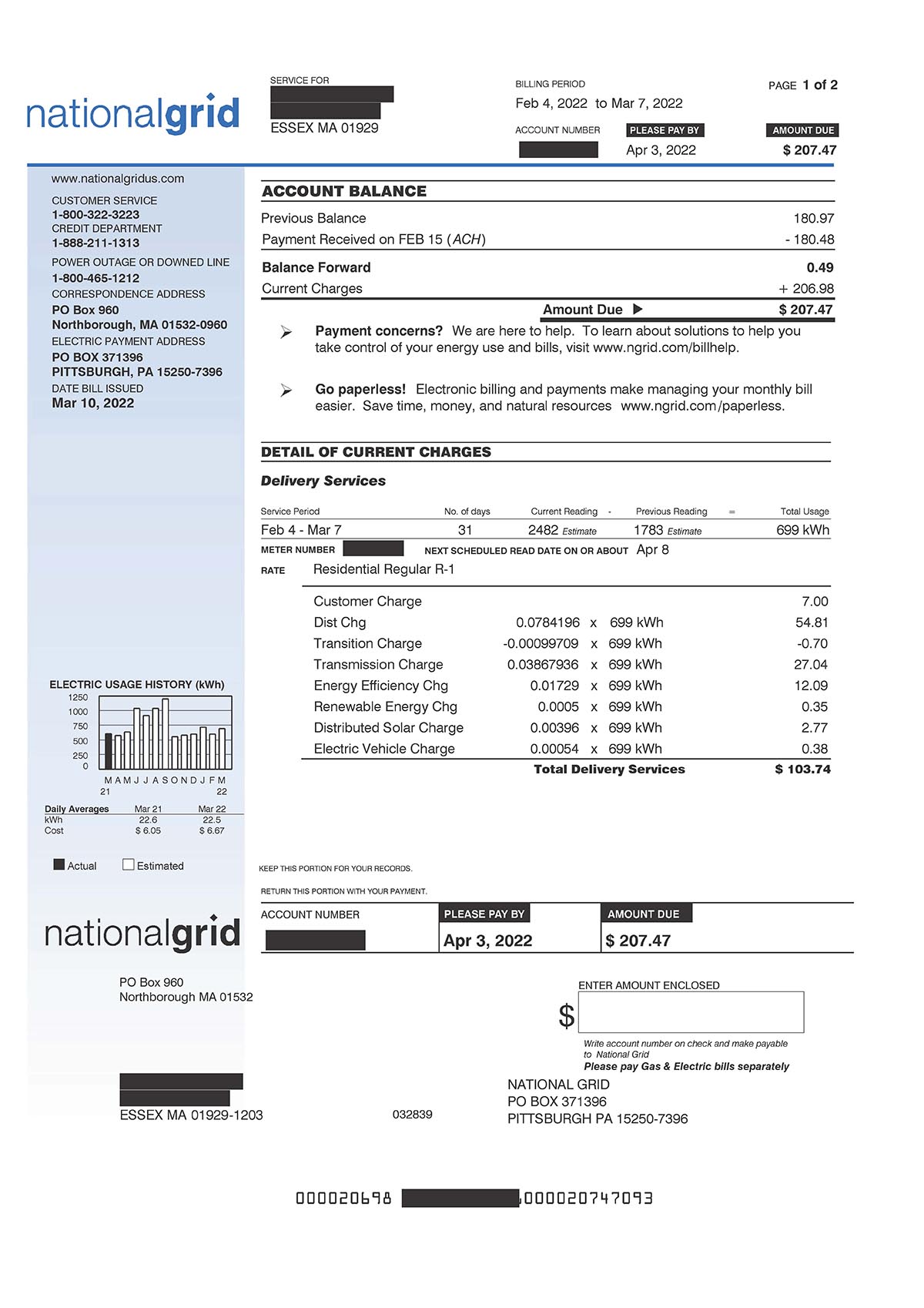 Basic  Bill - Page 1