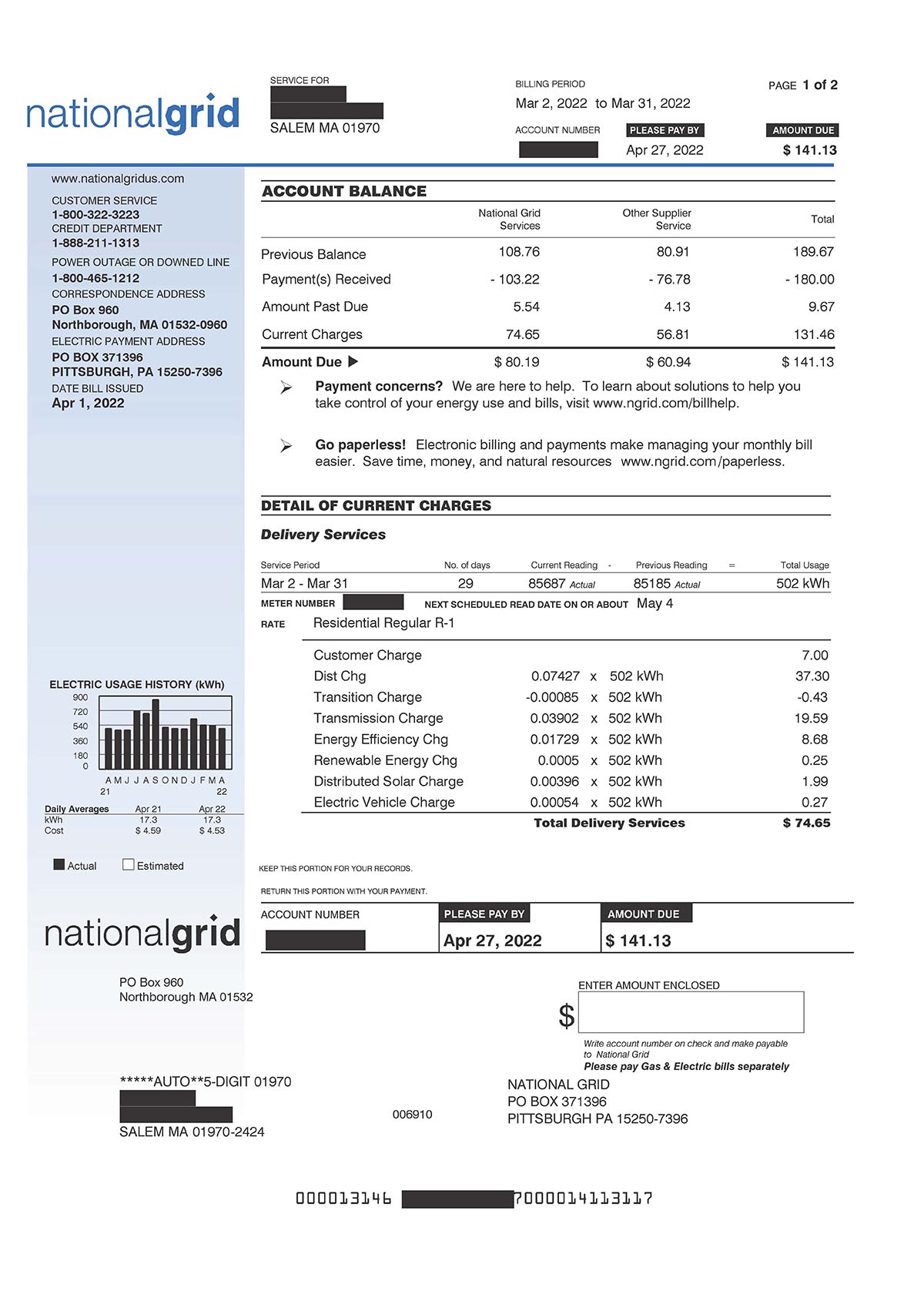 ESCO Bill - Page 1