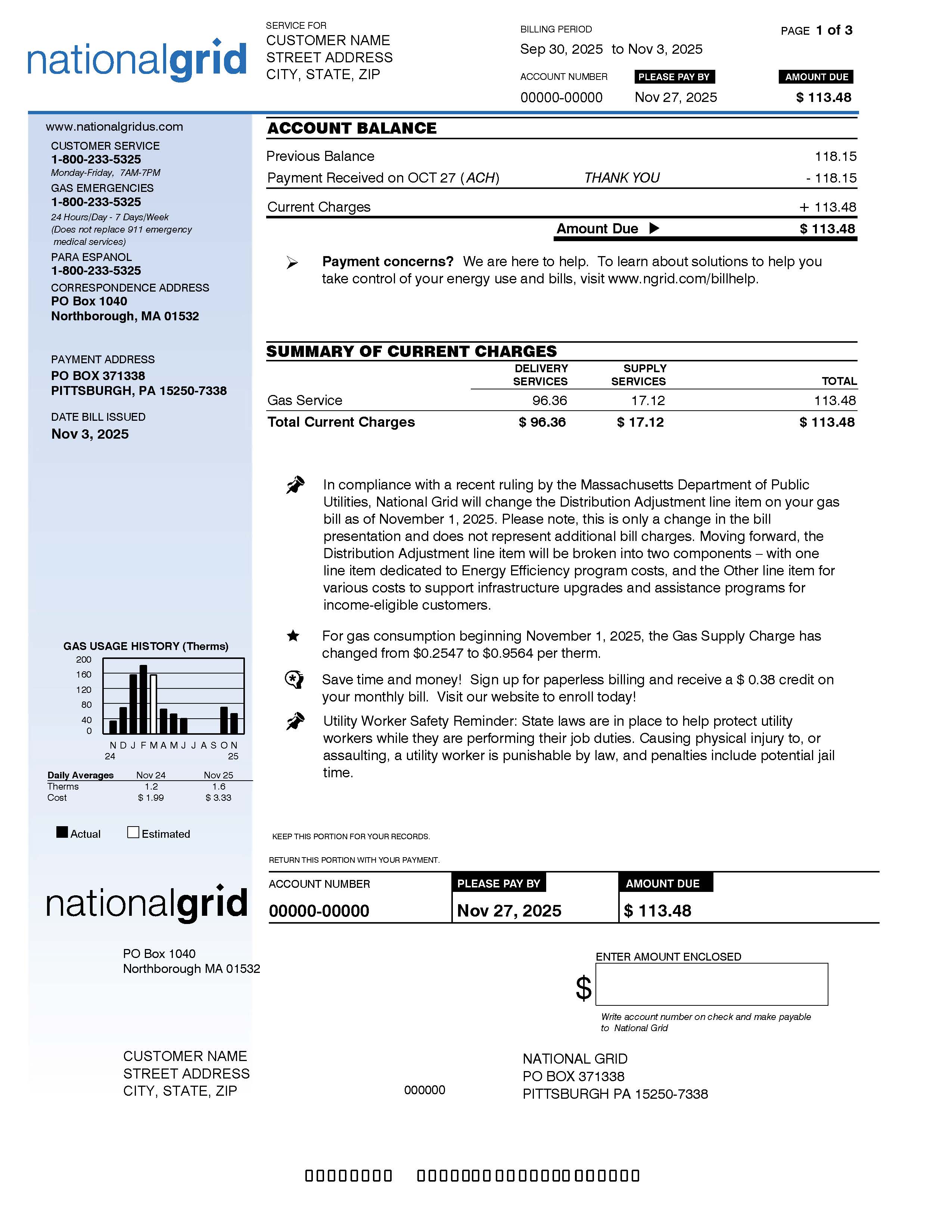 Basic  Bill - Page 1