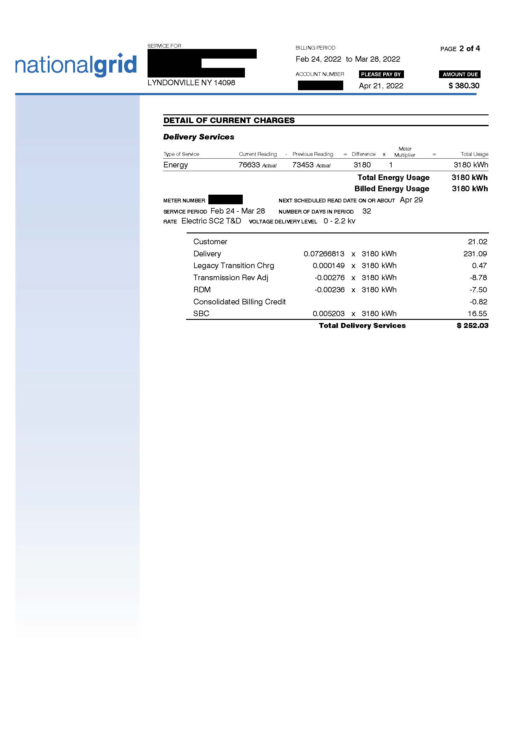 ESCO Electric Bill - Page 2