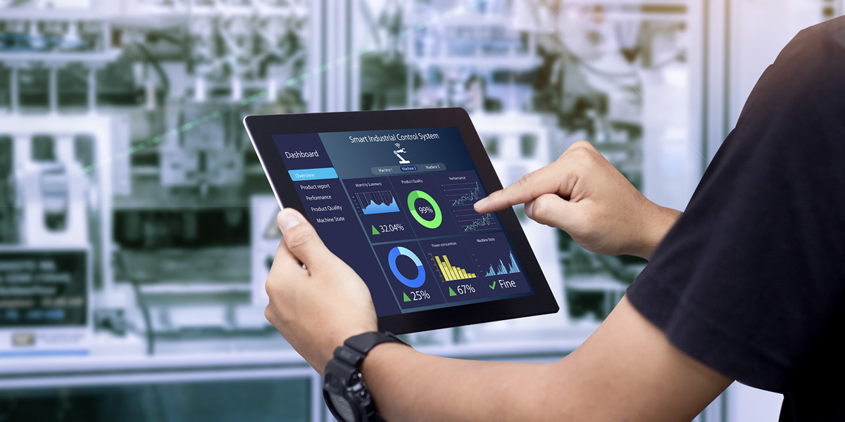 Tablet with charts and graphs