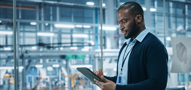 A business man looking at tablet