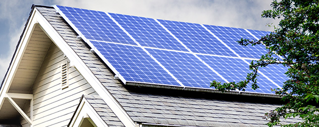 Roof with solar panels