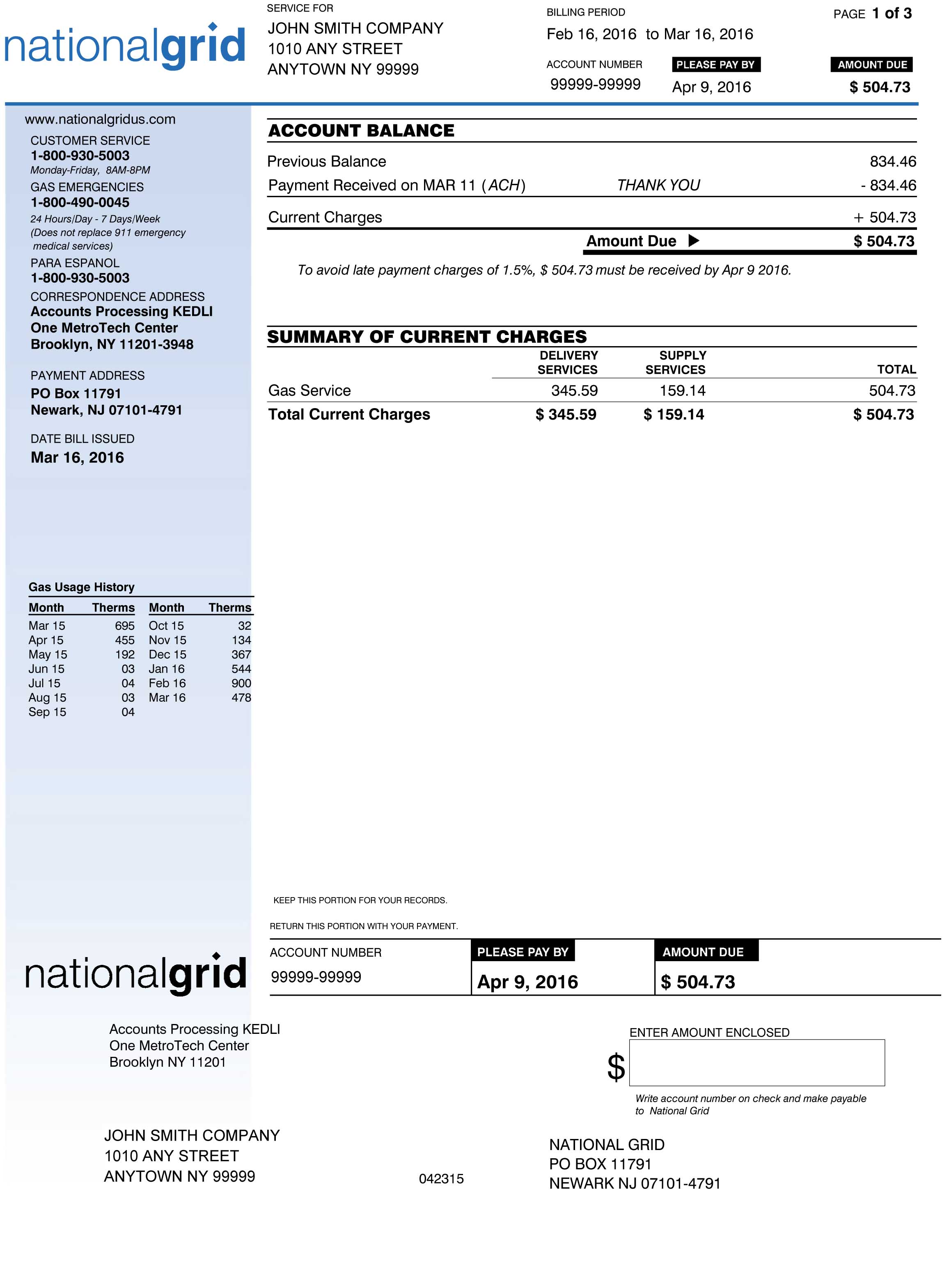 Sample Bill - Page 1