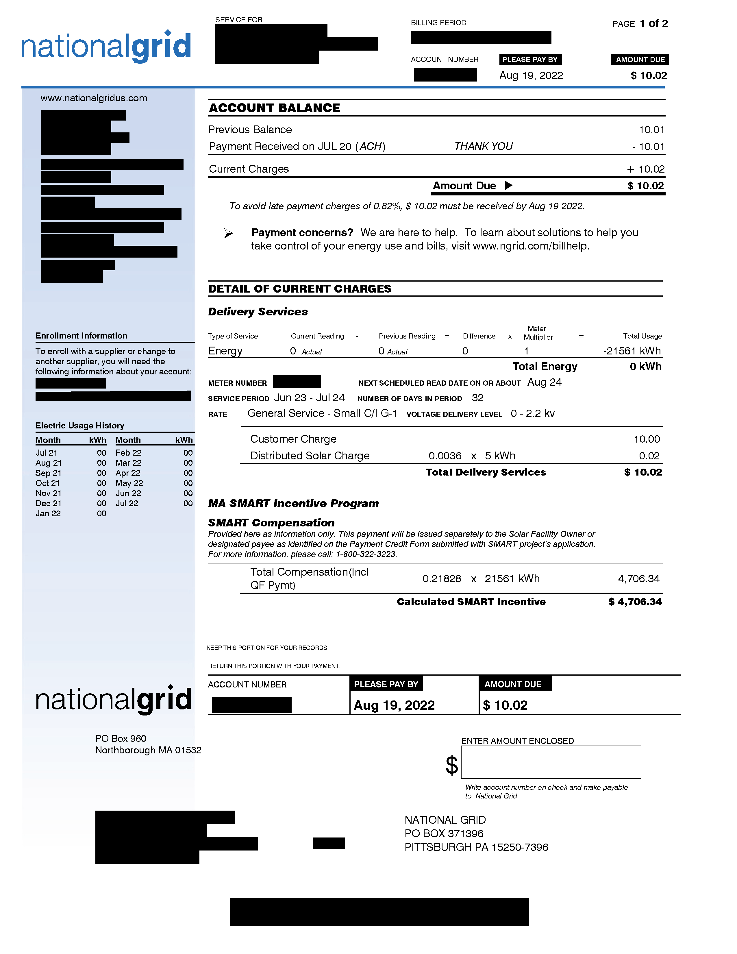 MA SMART Qualifying Facility Standalone Bill - Page One