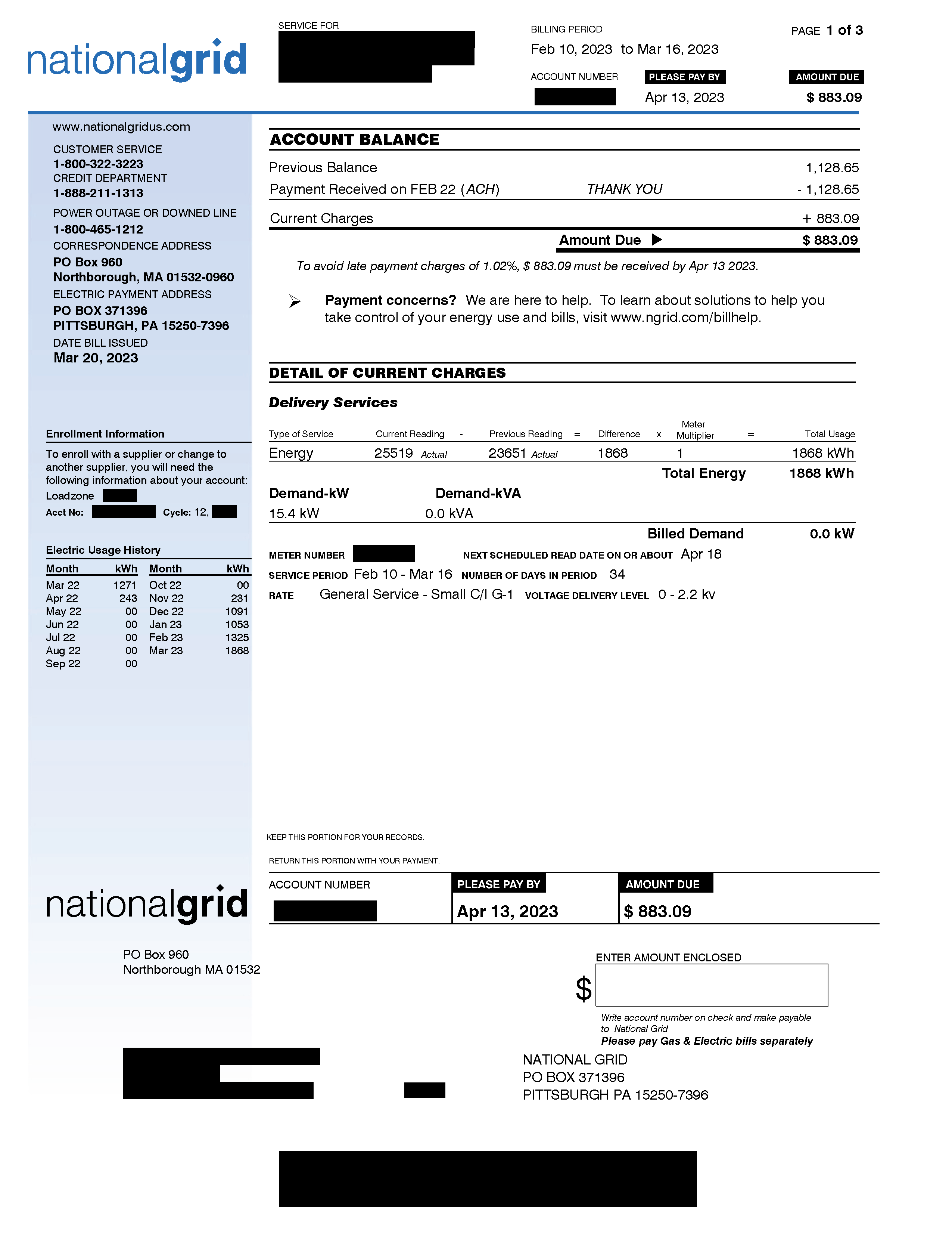 MA SMART Qualifying Facility Behind the Meter Bill - Page One