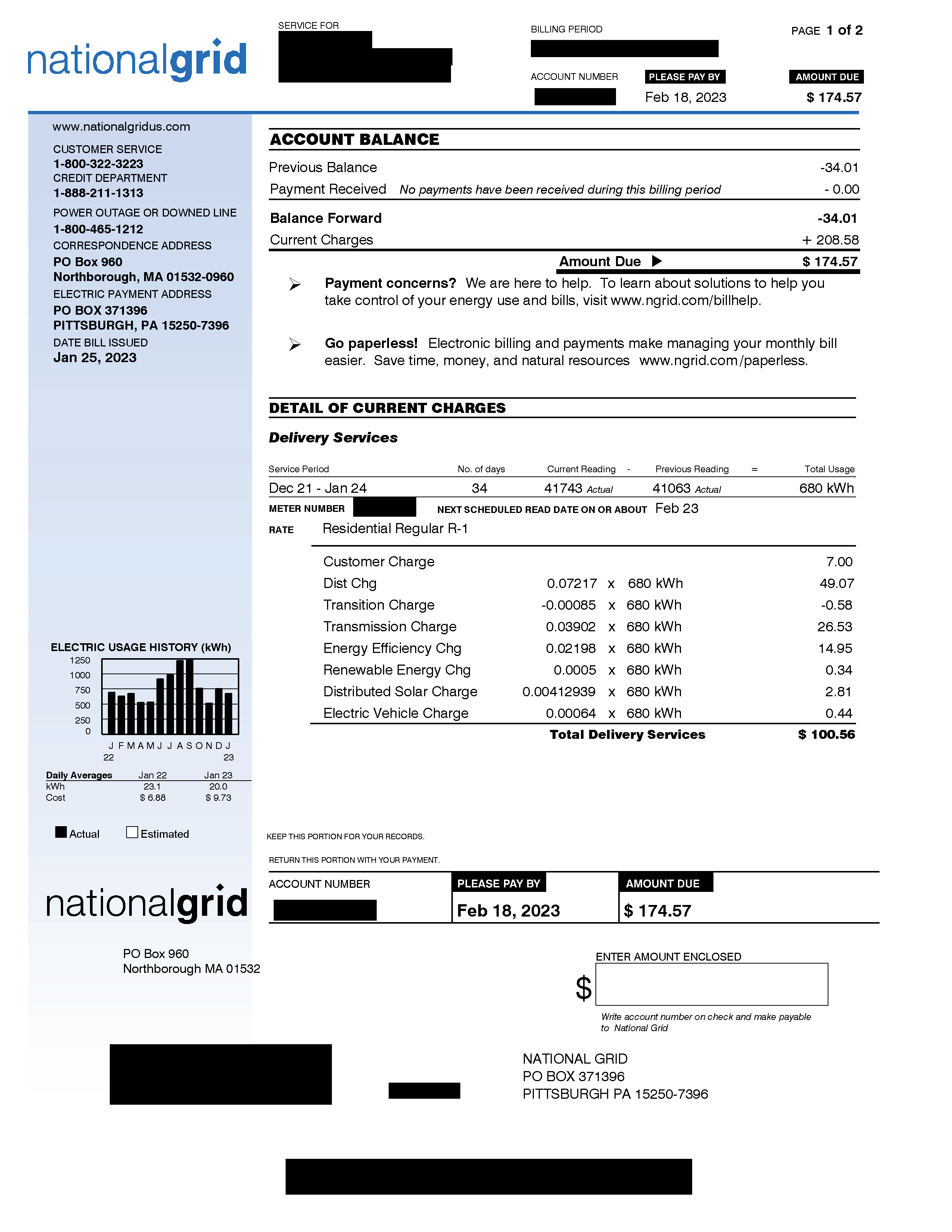 Community Solar Bill - Page One